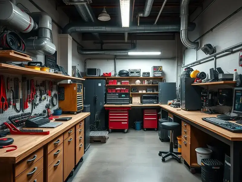 Professional HVAC workshop